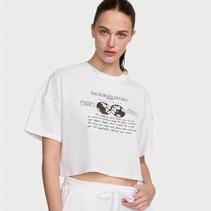 VSX White Graphic Crop Tee